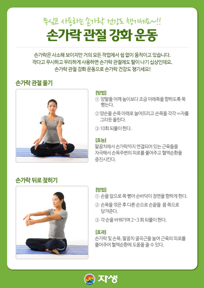 자생한방병원 건강정보 - 무심코 사용하는 손가락 건강도 챙기세요~!!  손가락 관절 강화 운동/아래내용 참조