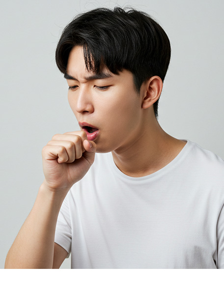 기침 하고 있는 남성